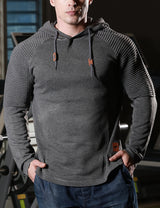 Men's Slim Fit Pullover Hoodie, Solid Color Long Sleeve