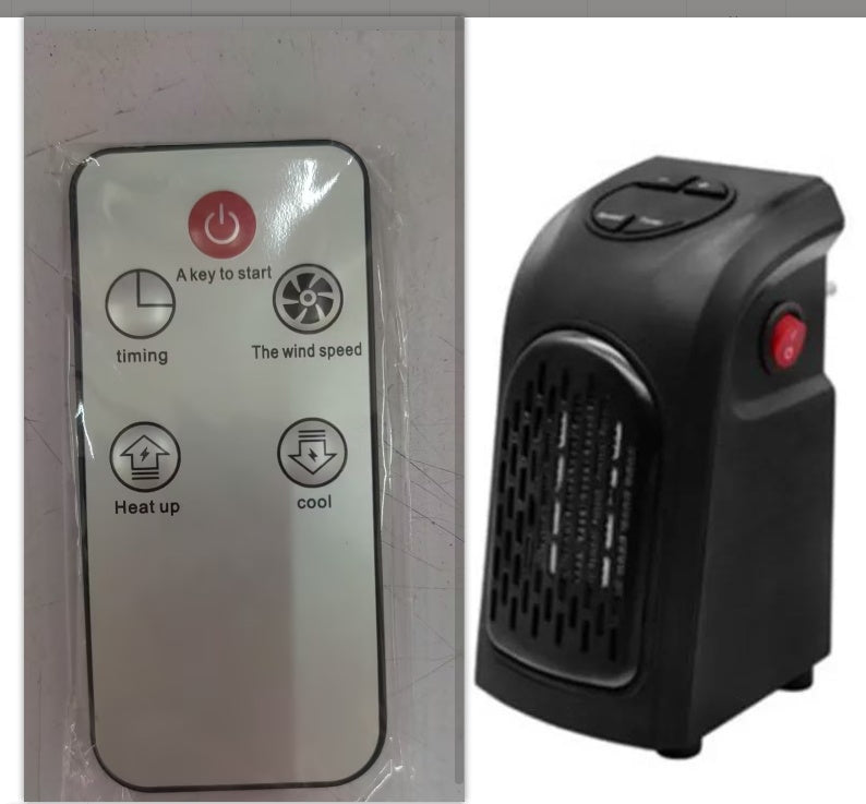 a black device with a red button next to a white plastic case
