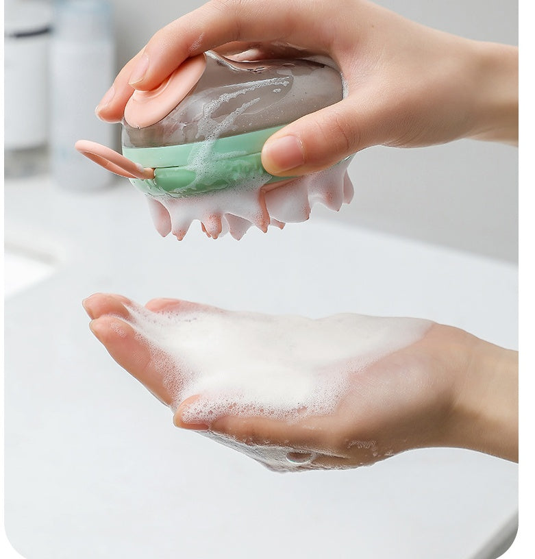 a person's hands with soap