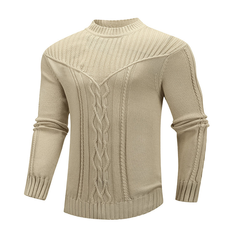 a white sweater with a braided pattern