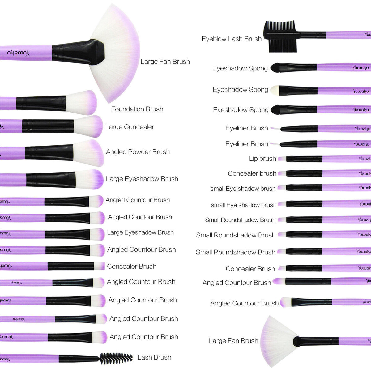 a collection of makeup brushes
