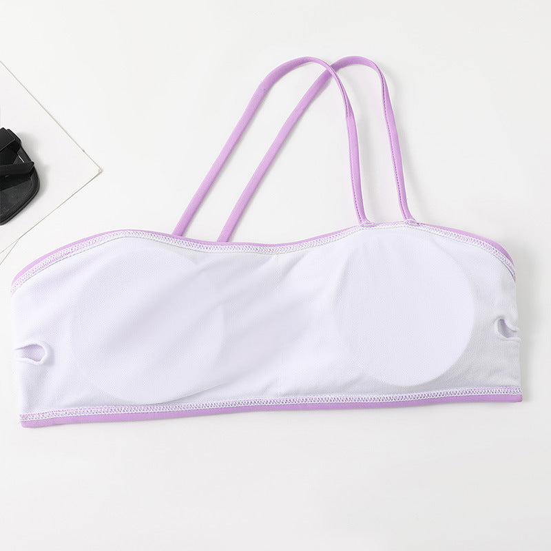 a white and purple garment with straps