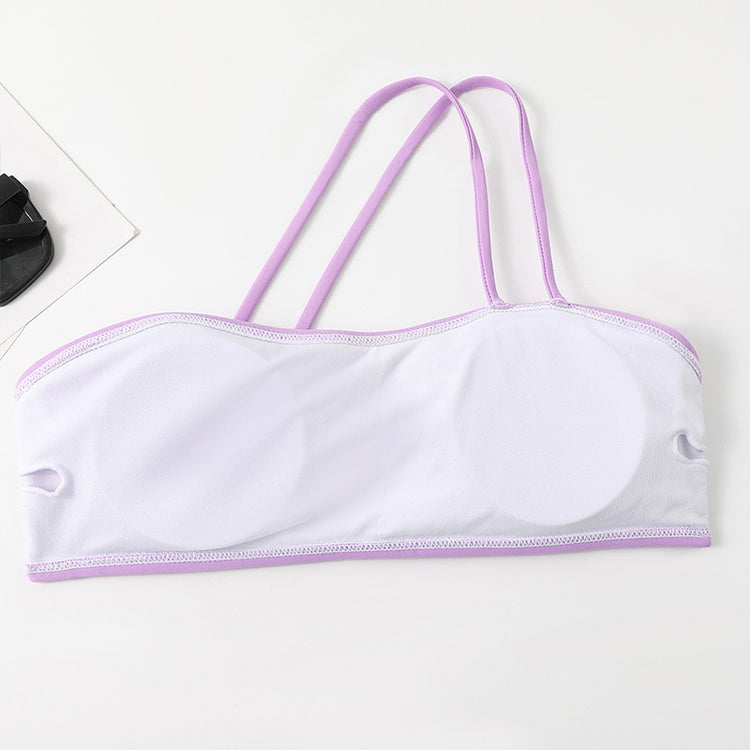 a white and purple garment with straps