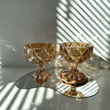 Retro Amber Embossed Crystal Glass