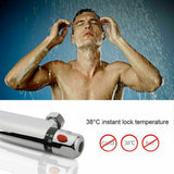 Thermostatic Exposed Bar Shower Mixer Valve Tap Chrome Bottom 1-2 Outlet New