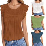 Women's Patchwork Sleeveless Ruffle Top