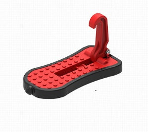 a red and black foot pedal