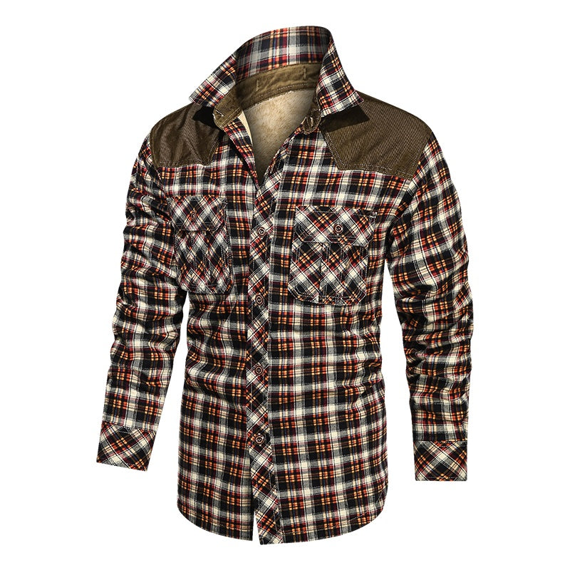 a long sleeved plaid shirt