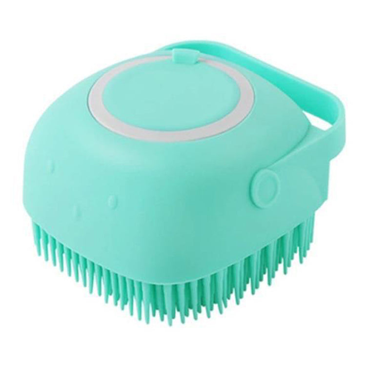 a blue brush with a handle
