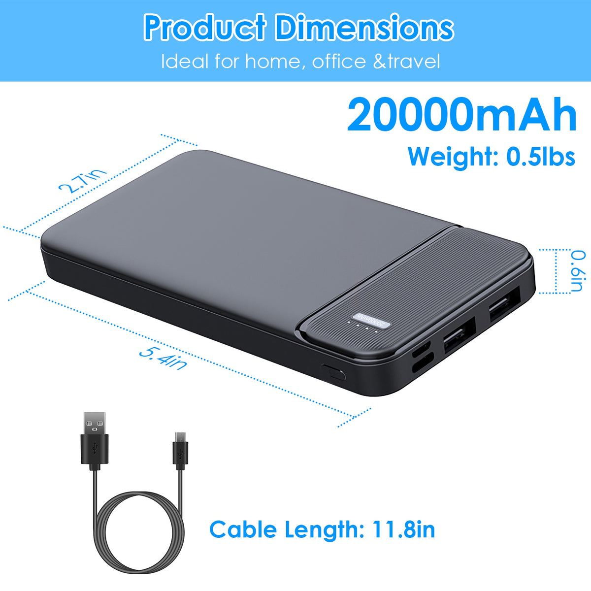 a black rectangular device with a cable