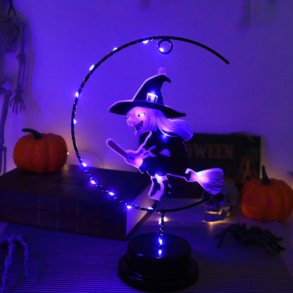 Led Halloween Wrought Iron Witch Modeling Lamp Atmosphere Decorative Lamp