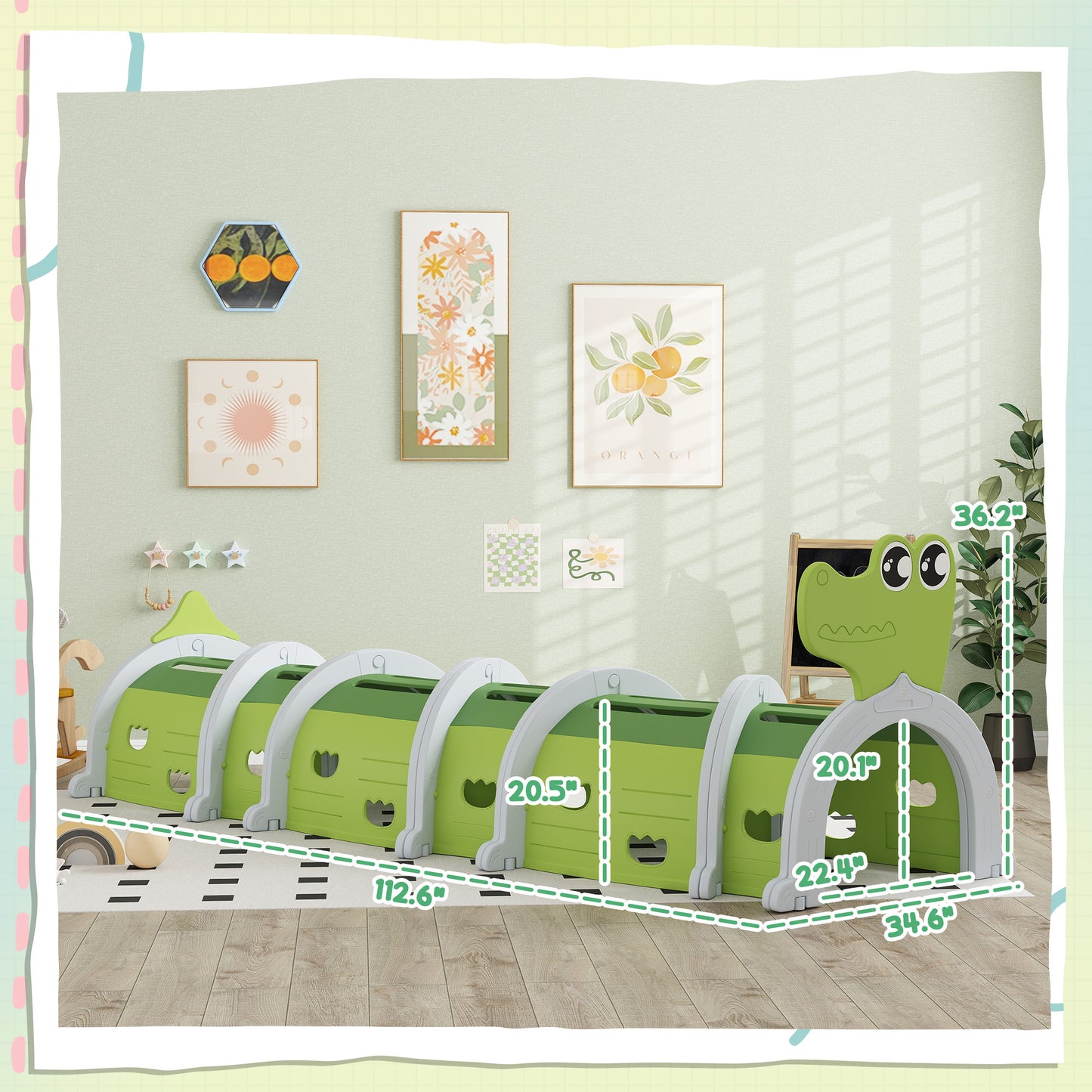 Crocodile Design Kids Play Tunnel for Kids to Crawl Through