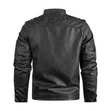 Men's Black PU Leather Vintage Biker Jacket