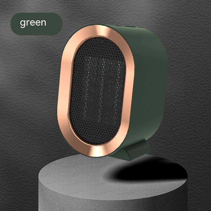 a green and gold speaker