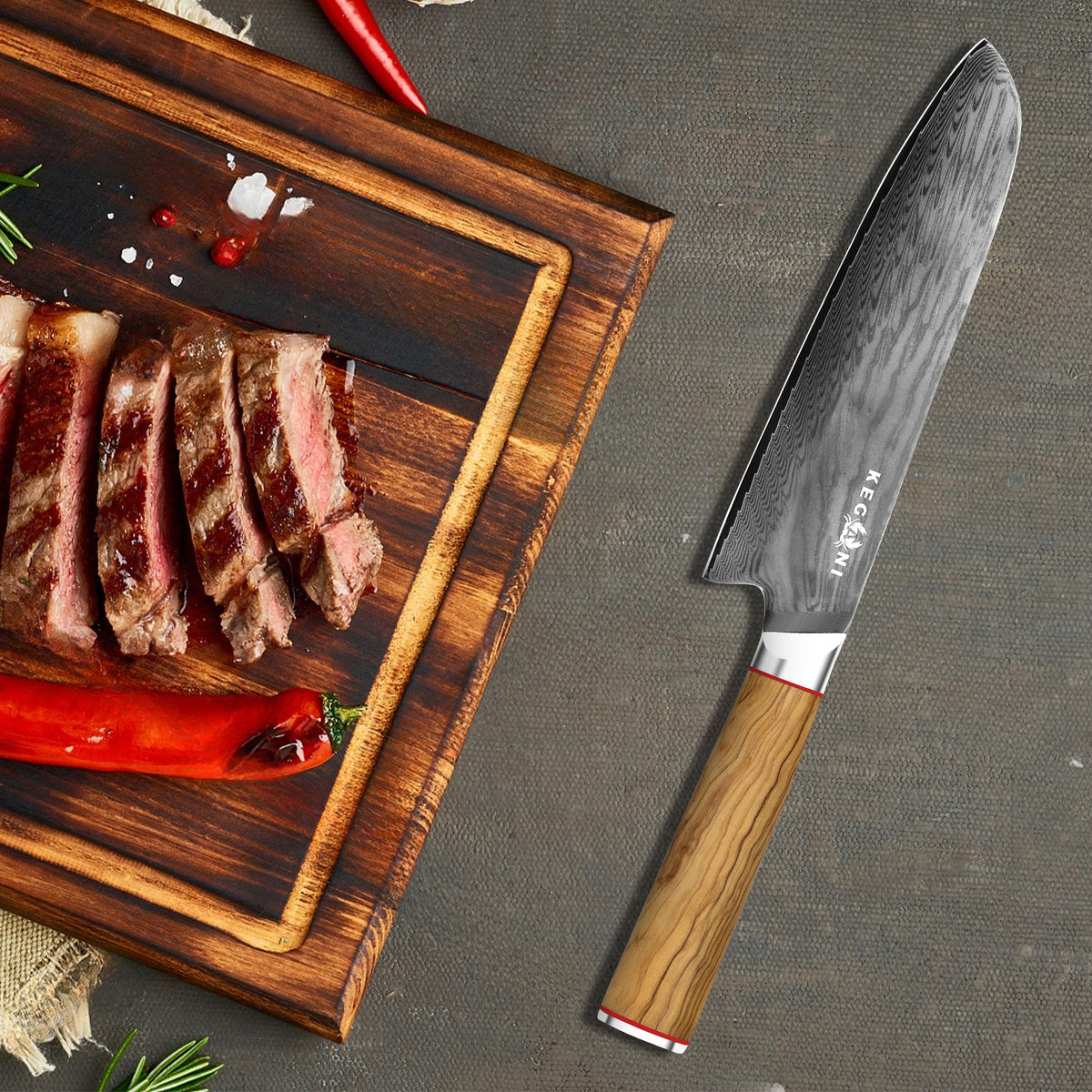 a knife next to a cutting board