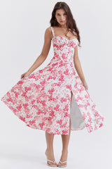 Women's Floral Lace-Up Corset Dress