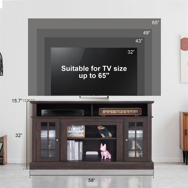 a television on a shelf