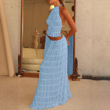 Women's 2-Piece Halter Top and Pleated Dress Set