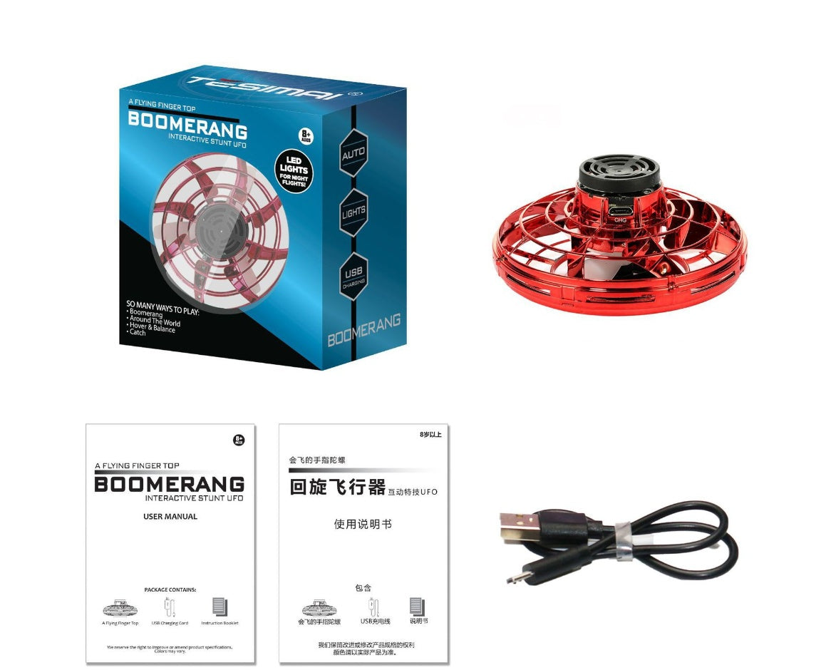 a red and black object with a box and a cable