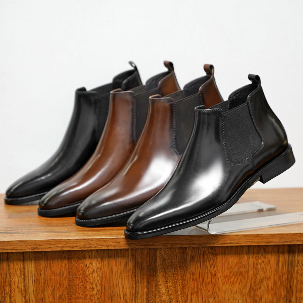 a row of men's shoes on a display
