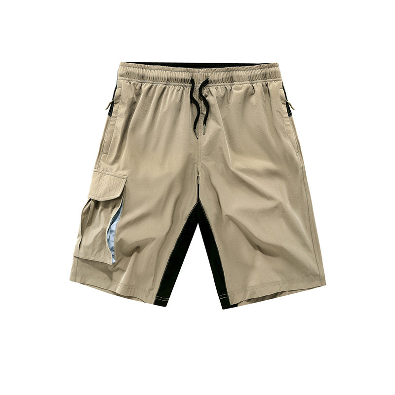 a tan shorts with black trim
