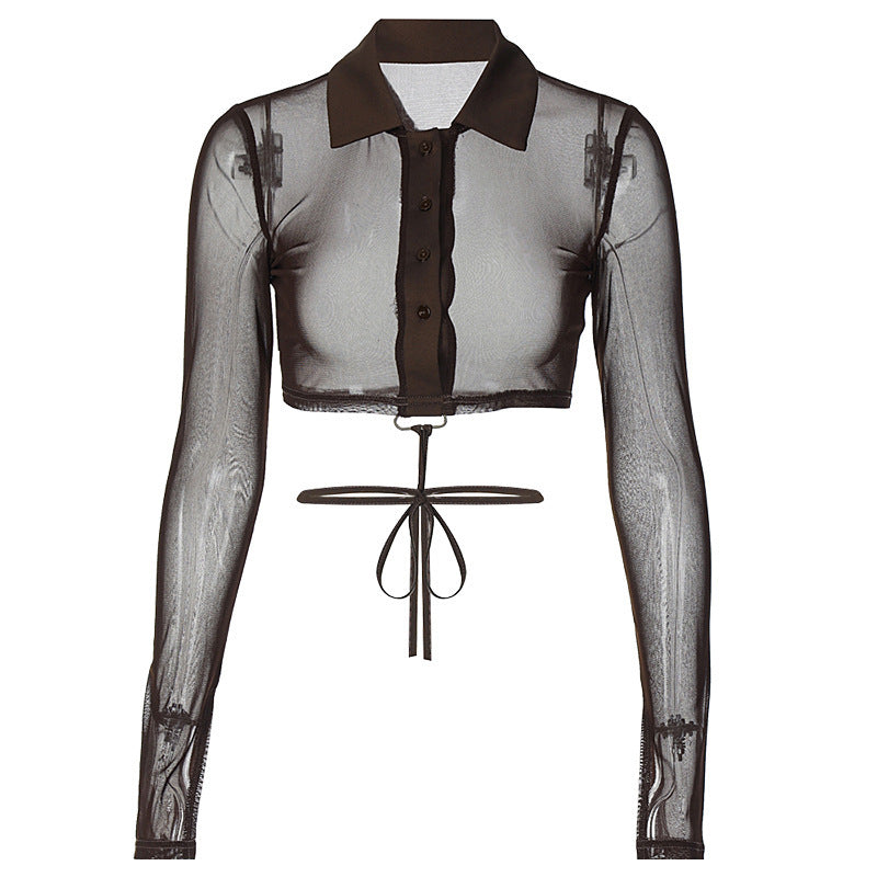 a transparent shirt with a belt