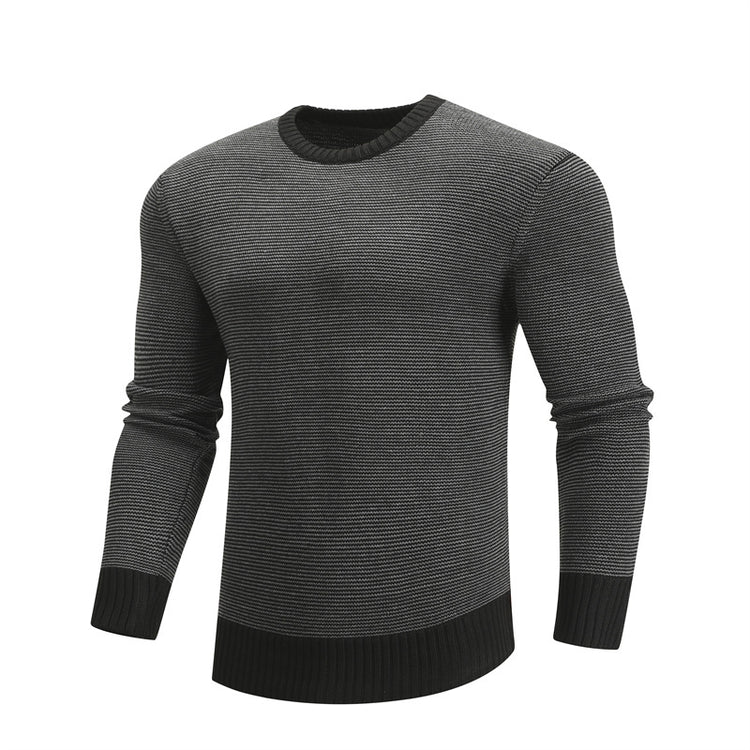 a black and grey sweater