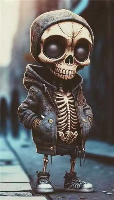 a skeleton wearing a jacket