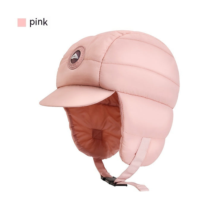 a pink hat with a strap
