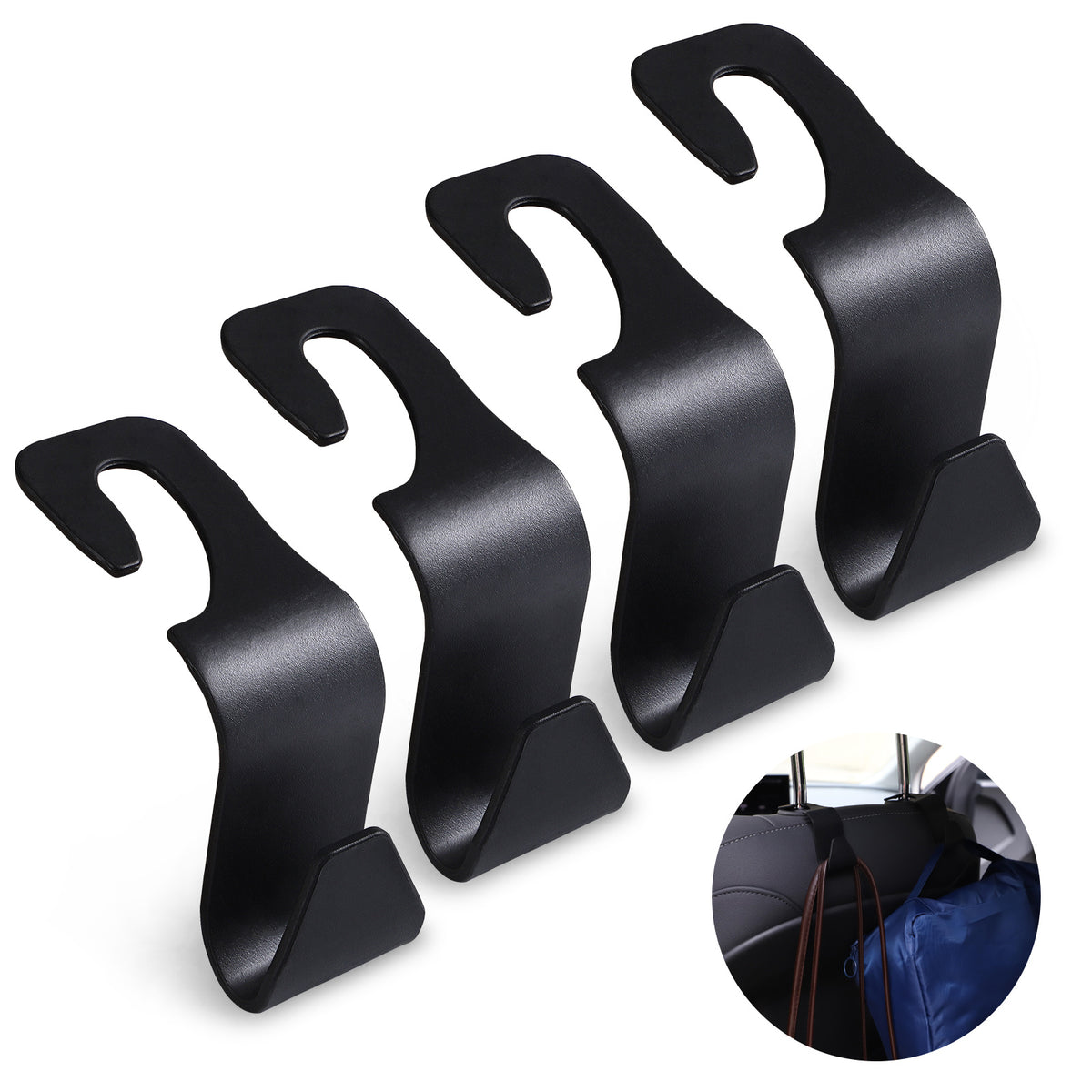 a group of black plastic hooks