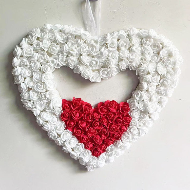 a heart shaped flower wreath