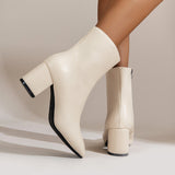 Women's Pointed-Toe Chunky-Heel Mid-Calf Boots