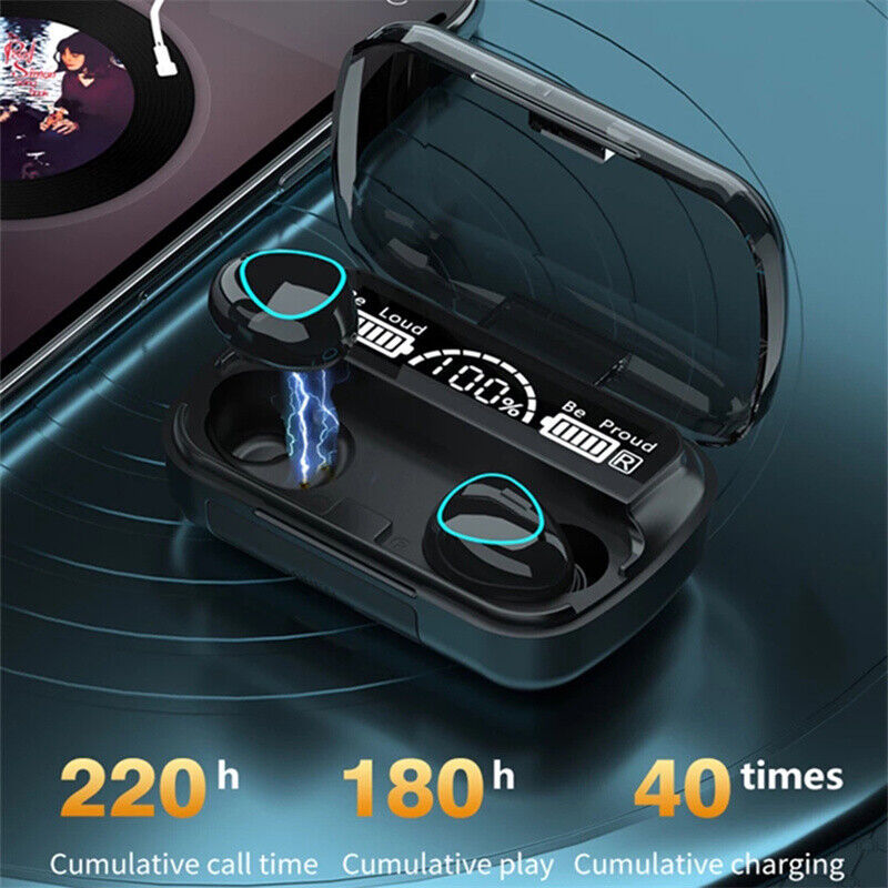 a black wireless earbuds with a charging case
