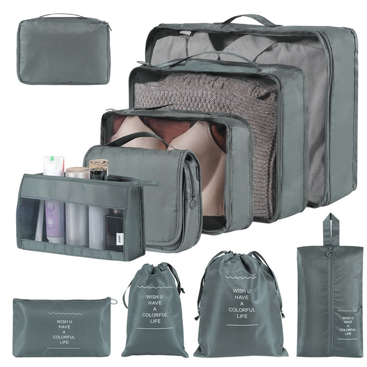 a group of grey bags