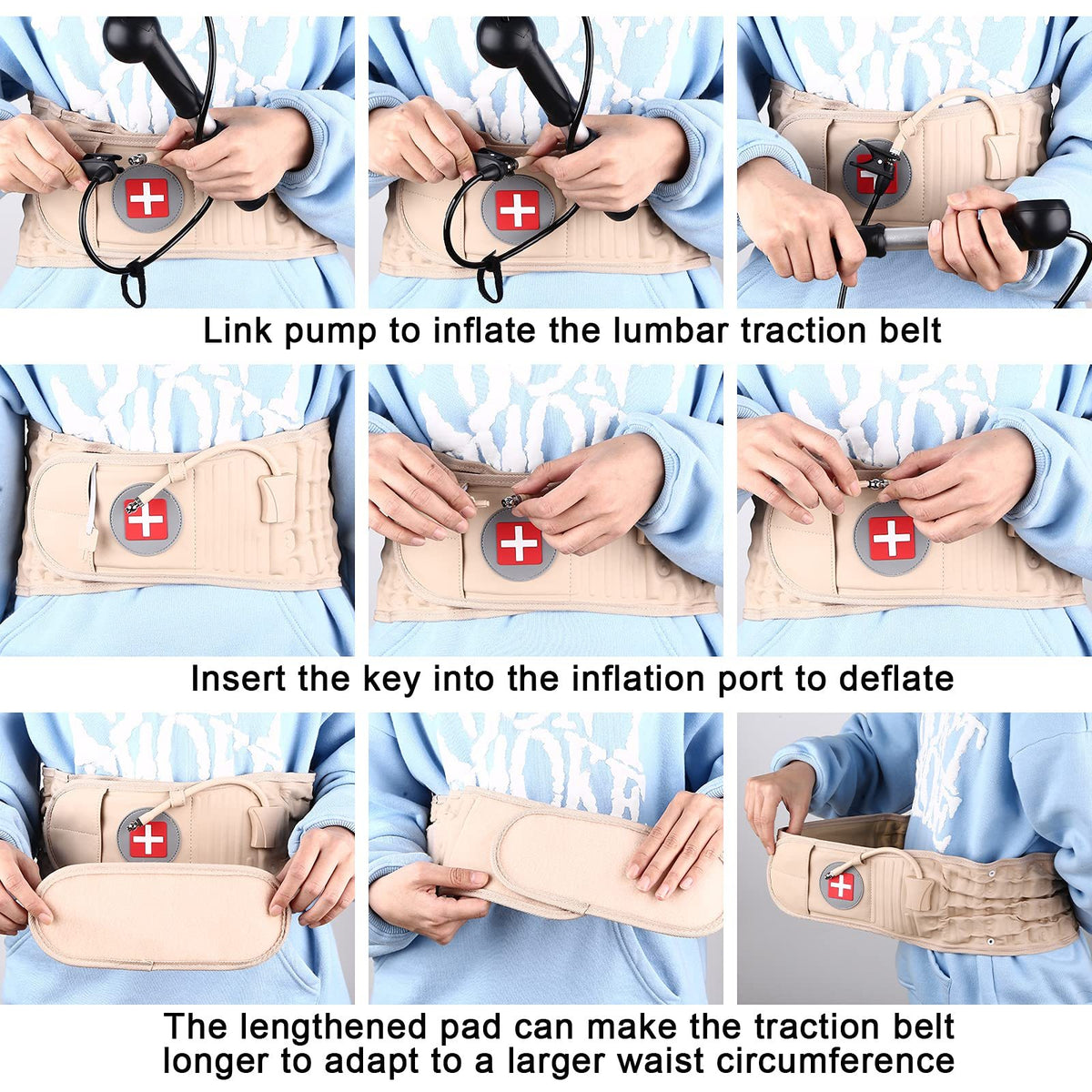 a collage of a person's hands holding a belt