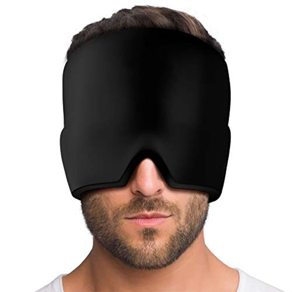 a man wearing a black mask