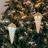 Ice-Cream-Shaped Christmas Tree Glass Ornaments