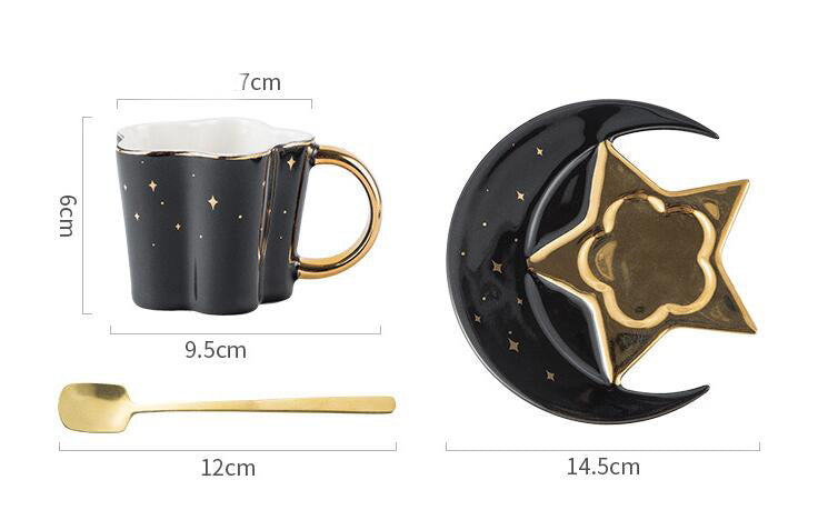 a cup and saucer with measurements