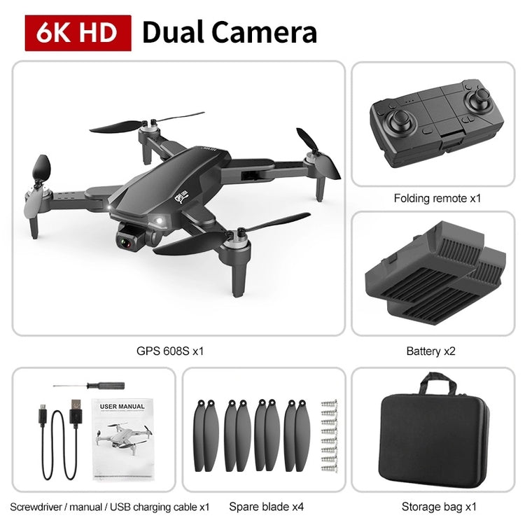 a black drone with propellers and a case