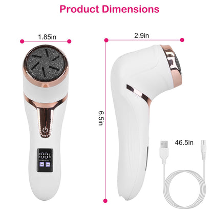 17Pcs Electric Foot Callus Remover With Vacuum Foot Grinder Rechargeable Foot File Dead Skin Pedicure Machine With 3 Grinding Heads 2 Speeds Foot Care Tool