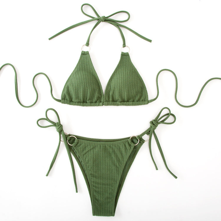 a green garment with ties