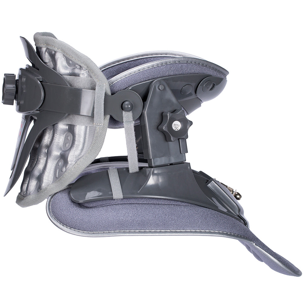 a grey neck brace