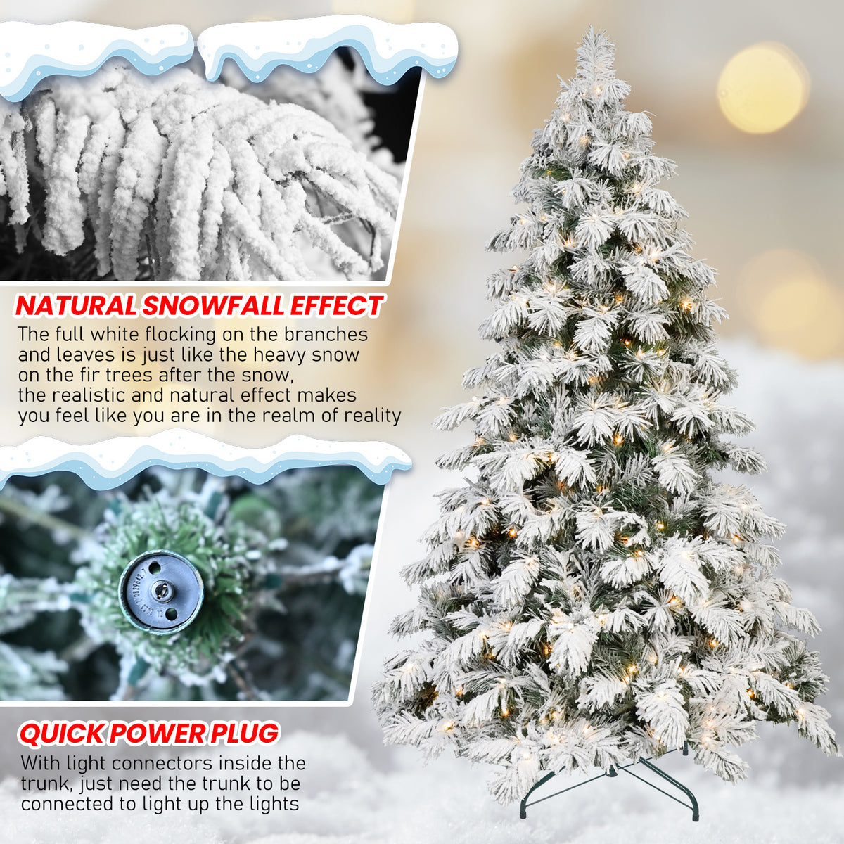 a christmas tree with snow on it