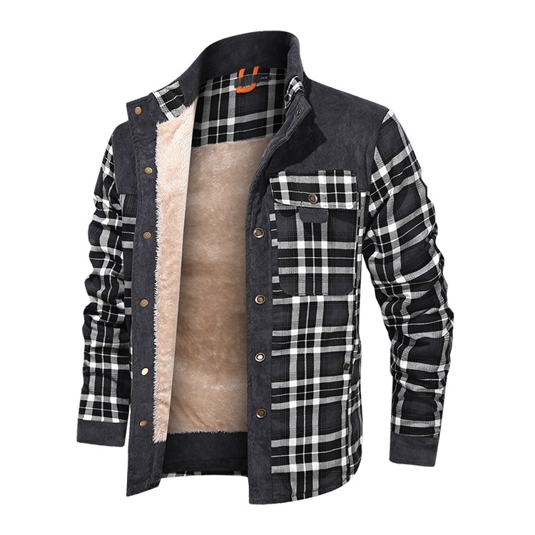 a black and white plaid jacket