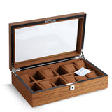Wood-Grain Lockable Watch Storage Box