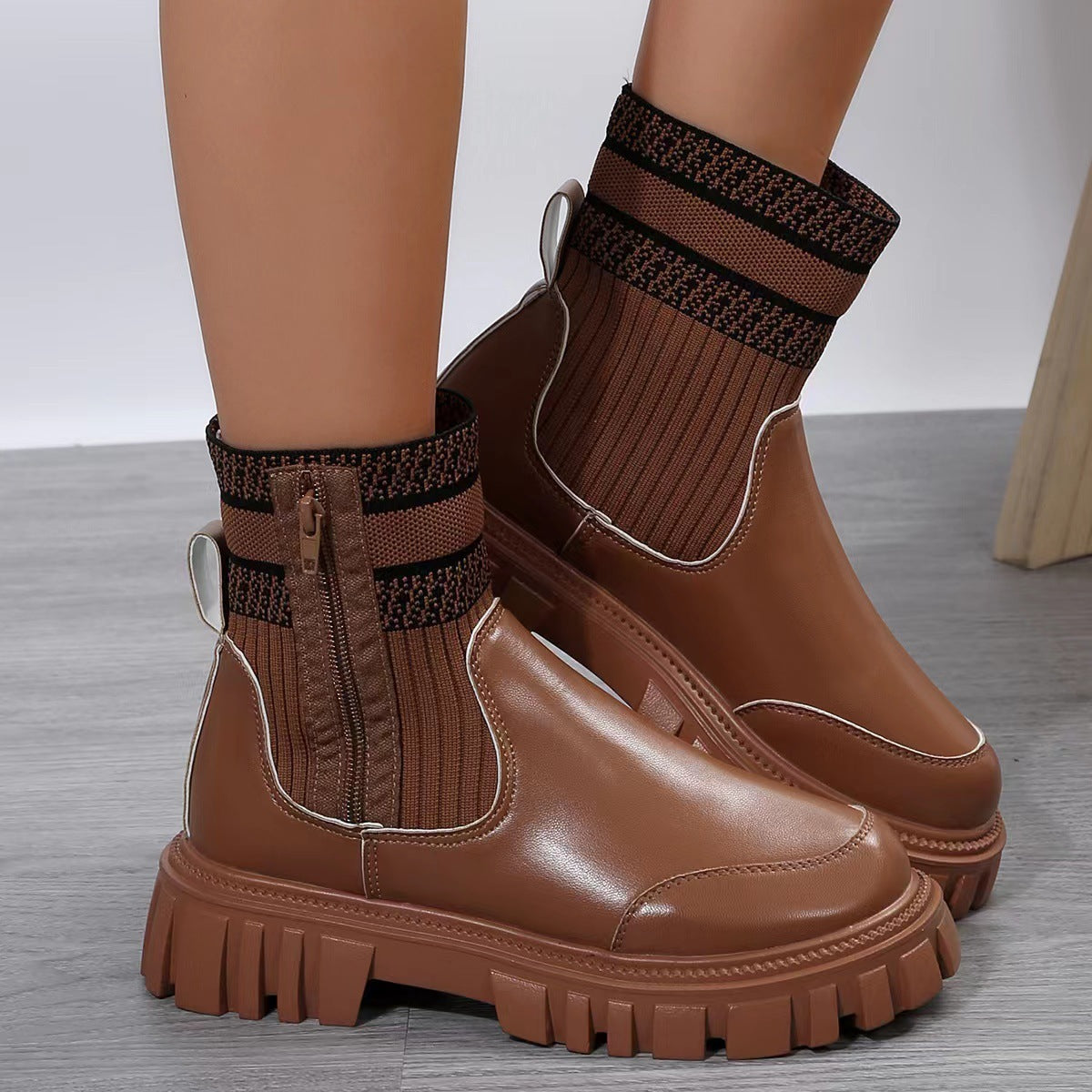 a pair of brown boots