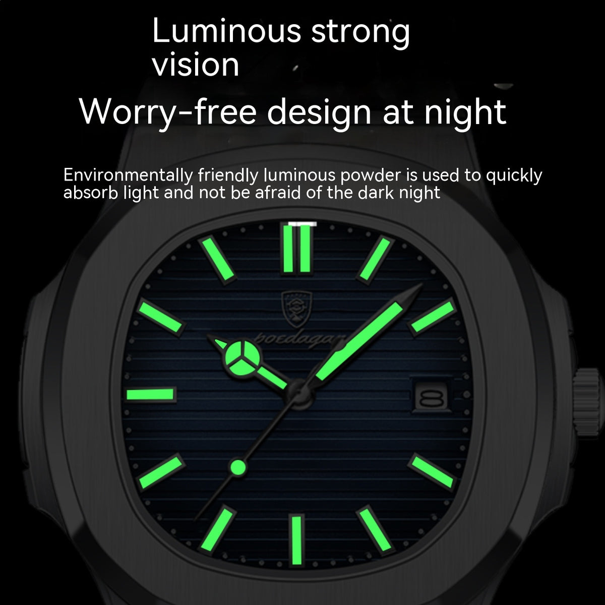 a black watch with green lights