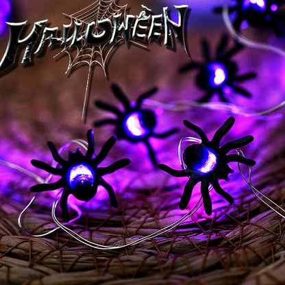 LED Purple Spider Lighting Chain Halloween Decoration Light