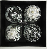 Set of 4 Painted Glass Christmas Ornaments