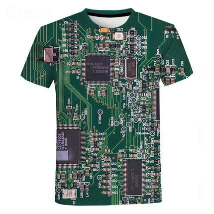 a t-shirt with a printed circuit board